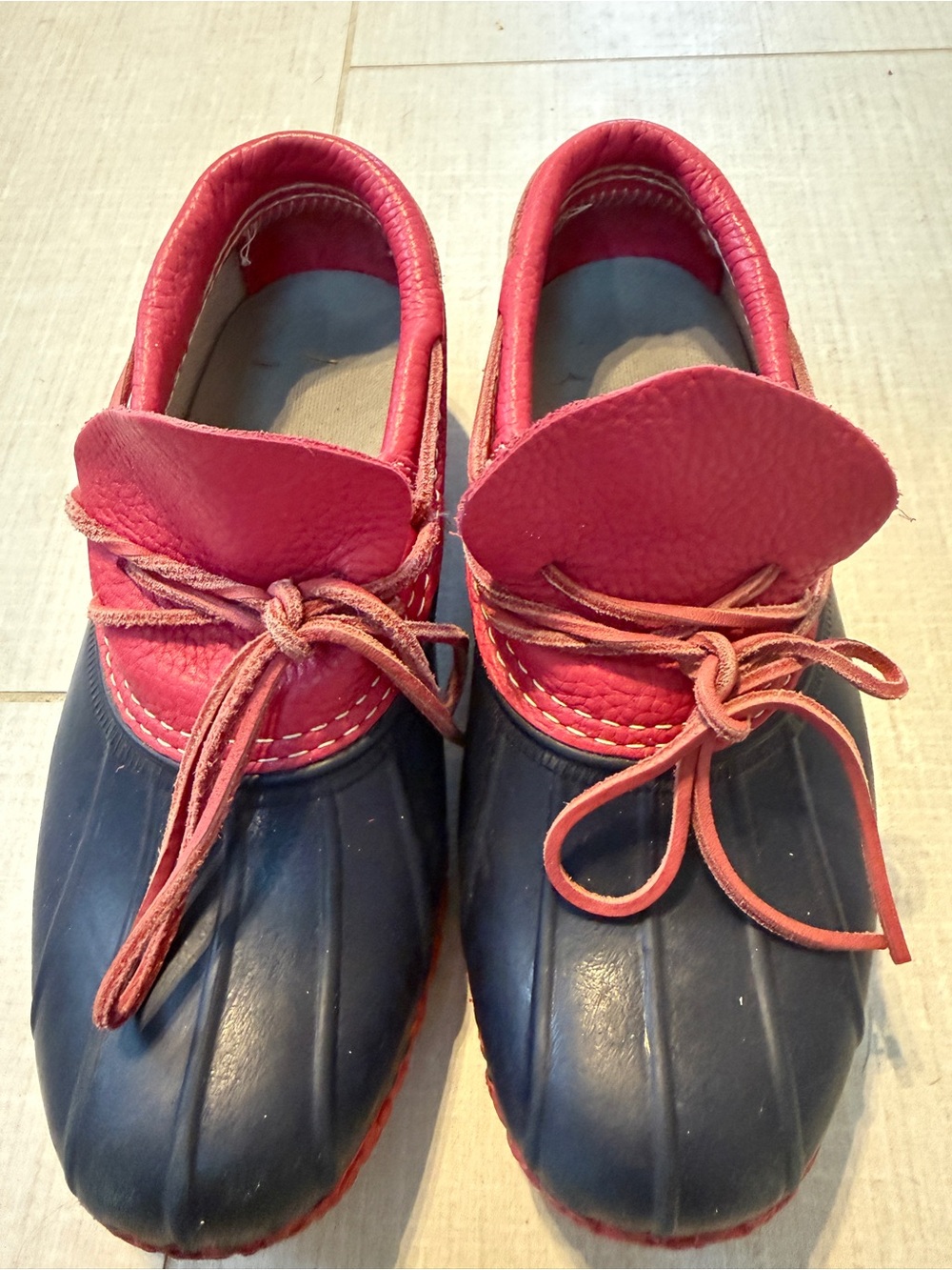 VINTAGE L.L. Bean Navy and Pink Duck Boots for Women- PREPPY size 7 - Picture 5 of 13